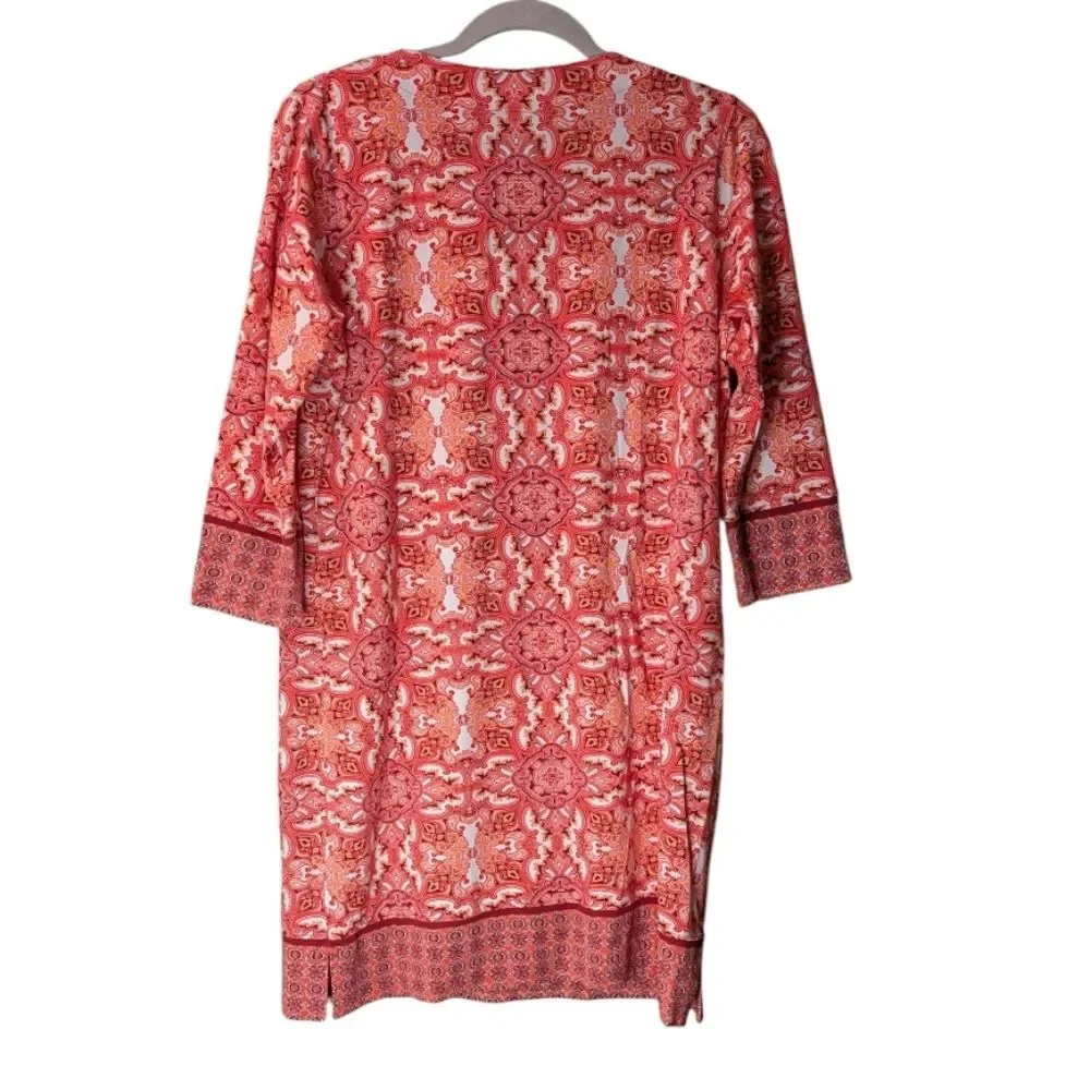 Coolibar Oceanside Tunic Dress UPF 50+ Pink Orange Paisley Size Medium ZnO beach